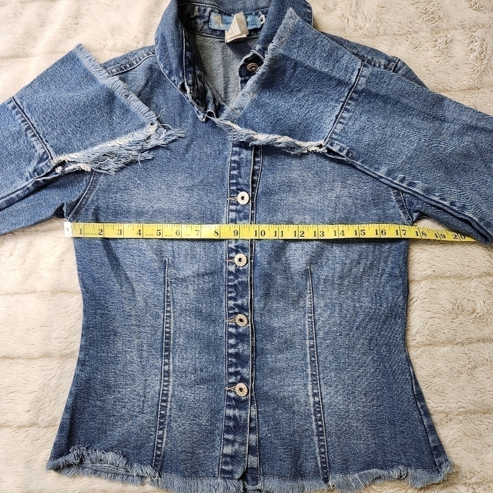 Shirt Jacket Denim Blue Vintage Collared fitted EVE BARE GI… - Picture 10 of 16